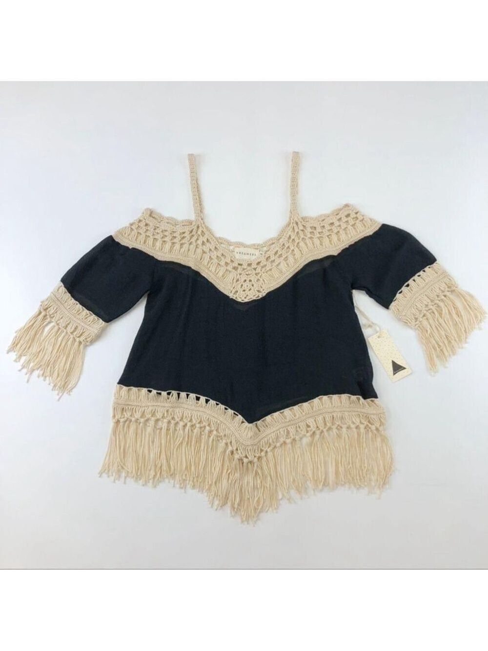 DREAMERS NEW fringe crochet top Small